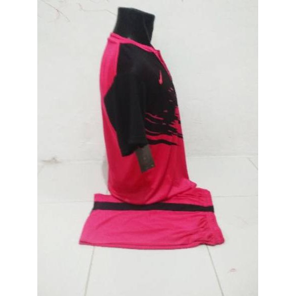★zaf【 MMREA* [PRINTING] NIKE PINK HITAM PAKAI KERAH BERKERAH KOSTUM FUTSAL JERSEY KAOS BAJU BOLA SET