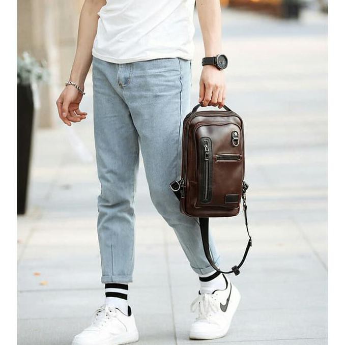 tas selempang pria import/sling bag kulit/tas kulit pria import