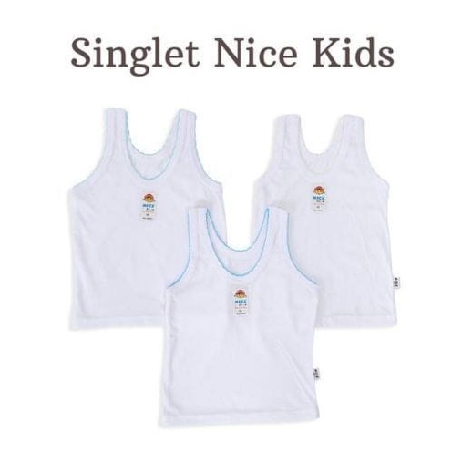 12 Pcs Singlet Bayi Nice Kids | Kaos Dalam Anak Baru Lahir Laki Perempuan Baby New Born | Open | Pakaian Dalam Balita Grosir Lusinan