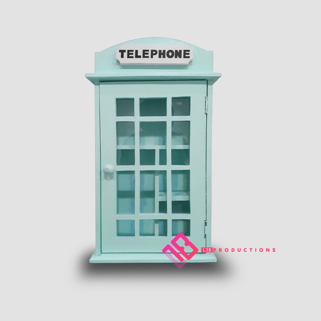 Kotak Obat P3k Rak Penyimpanan Gantung Dinding Kayu Motif Telephone Hiasan Dekorasi Shabby