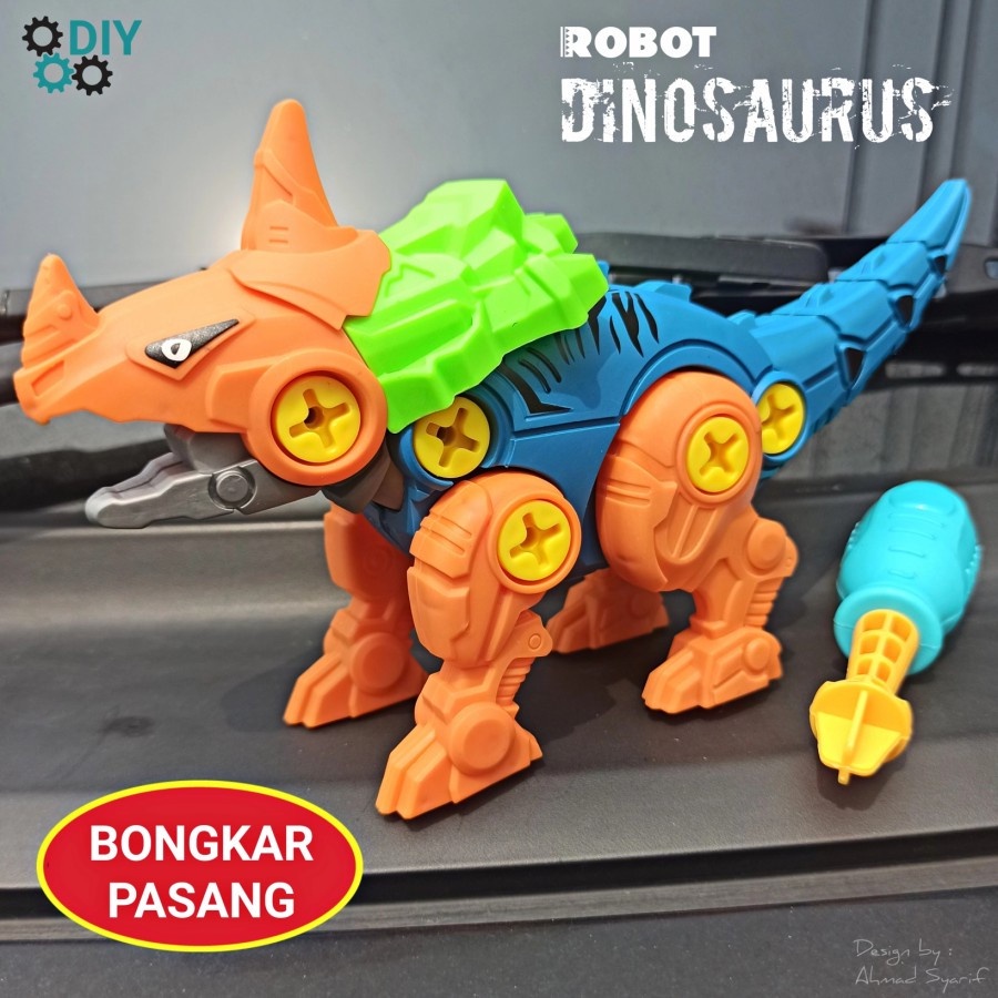 Mainan Dinosaurus DIY Bongkar Pasang Dino Assembly Puzzle Edukasi BBR / Mainan Motorik Anak / Mainan Edukatif / Mainan Anak Laki Laki