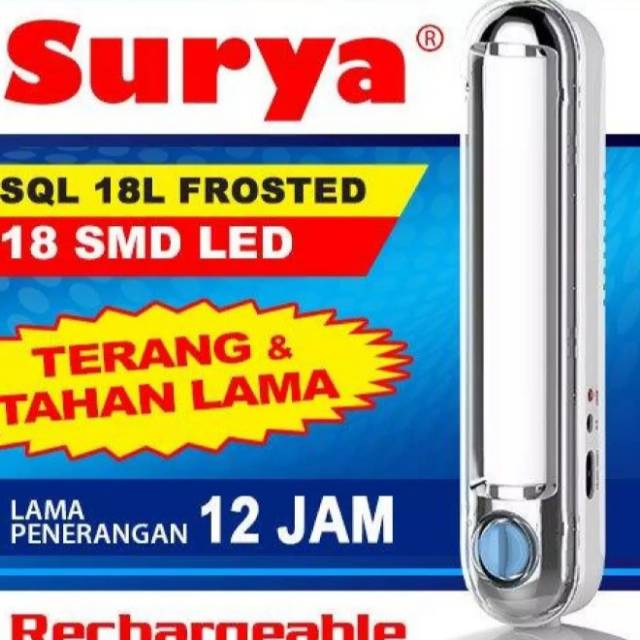 Emergency Lamp Surya SQL 18L Frosted uk.besar 30 x 6 x 6 cm Terbaik