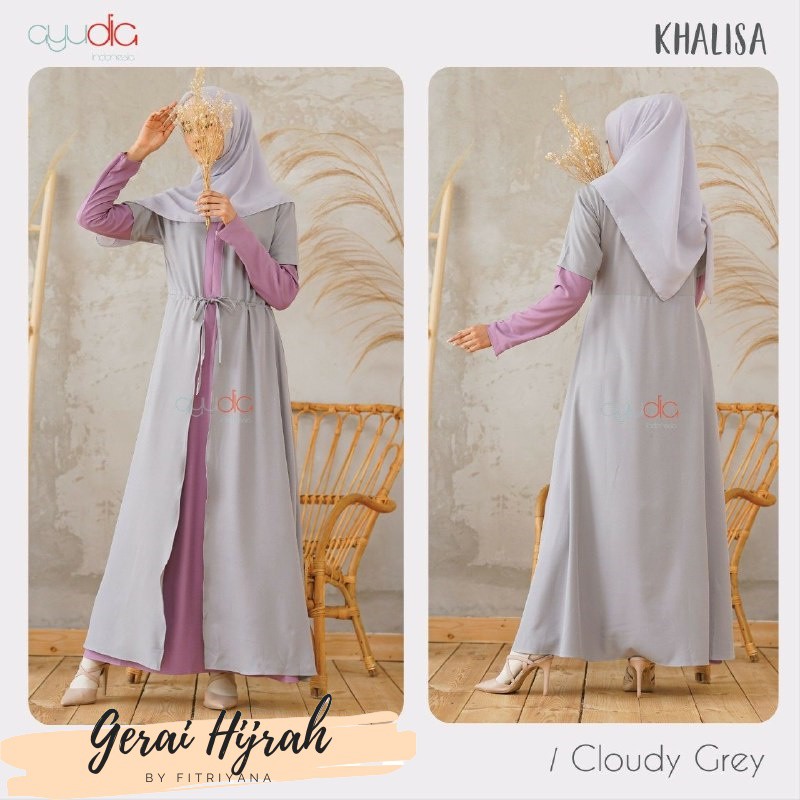 Gamis Crepe | Gamis Original | Gamis Ayudia | Gamis Casual | Khalisa Dress Cloudy Grey