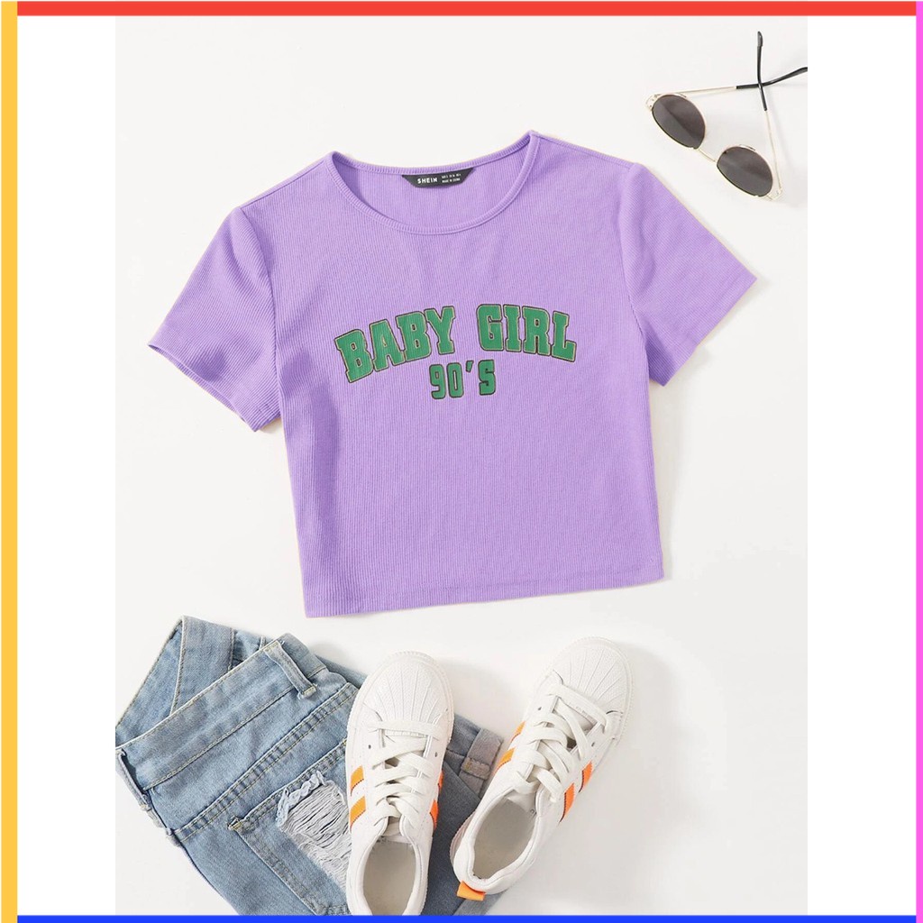 MCL - DESYA Kaos Crop Wanita Lengan Pendek Baju Cewek Hitam Ungu Army Navy Kuning