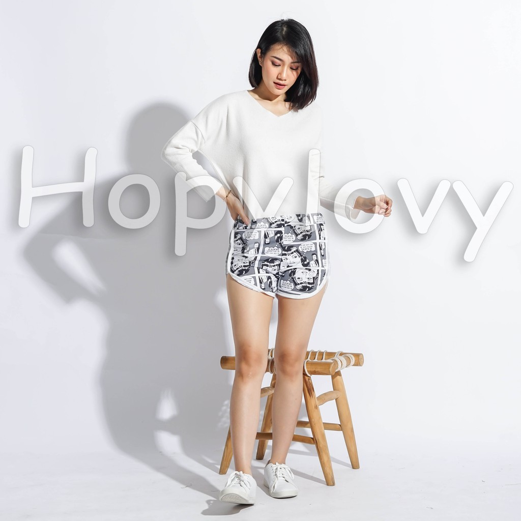 HOPYLOVY - Celana Pendek Santai Wanita HotPants Muniko Komica