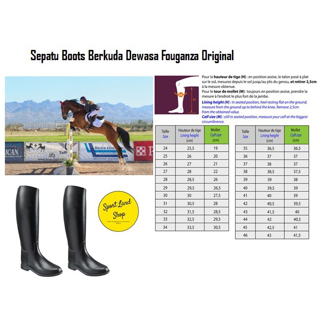Sepatu Boots Berkuda Dewasa Pria Wanita Fouganza Schooling Adult Horse Riding Boots Hitam