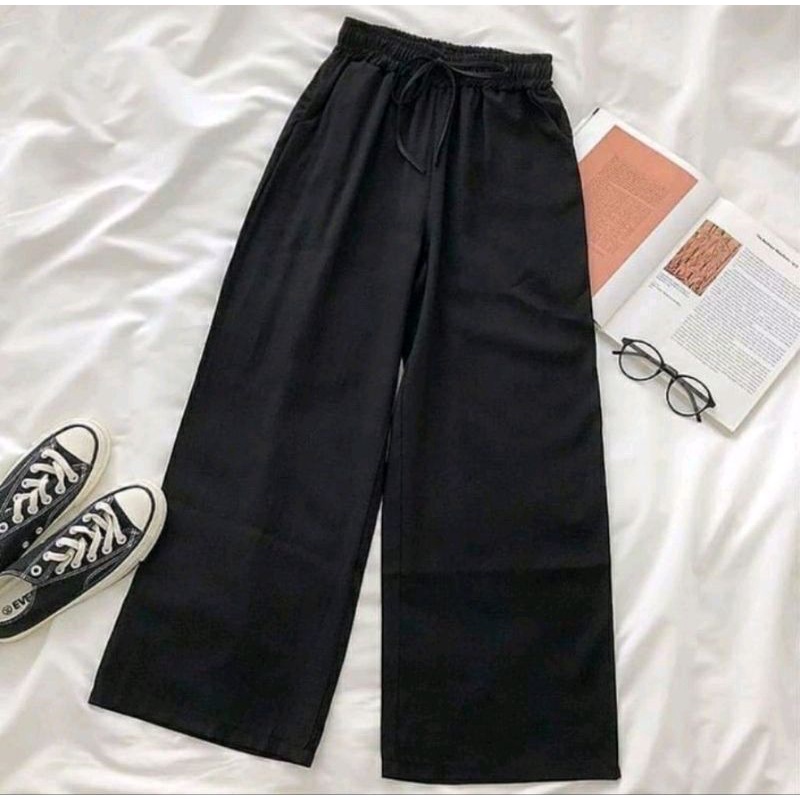 CELANA HIGH WEIST KULOT CRINKLE PREMIUM-HITAM