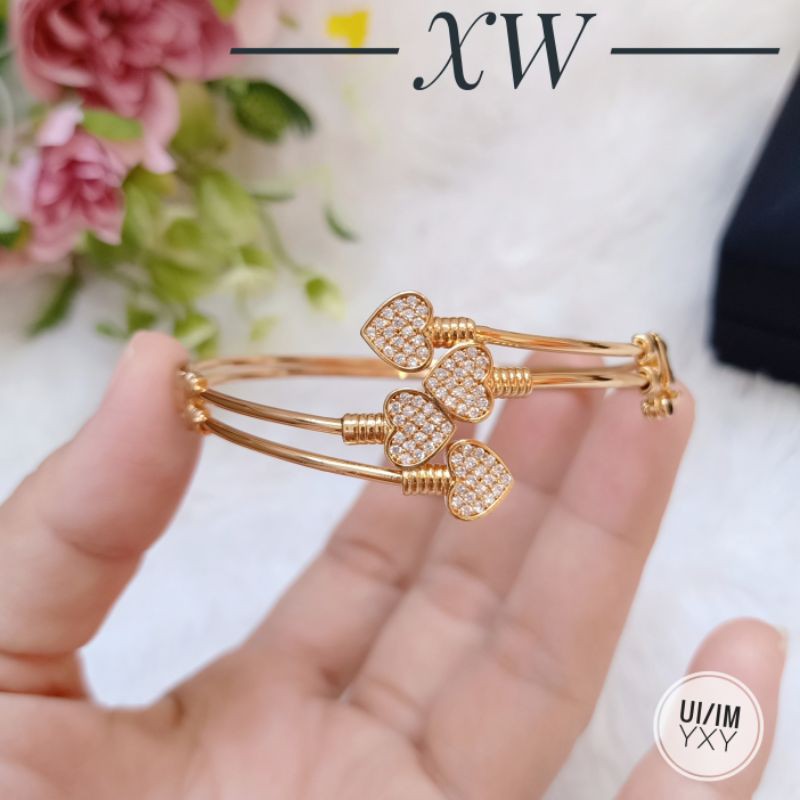 Gelang Yaxiya bangle Love zircon gold G06088