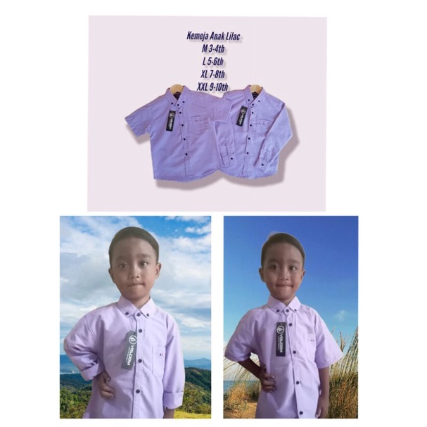 KEMEJA ANAK DISTRO 3-14TH/WARNA UNGU LILAC/KEMEJA ANAK LAKI-LAKI