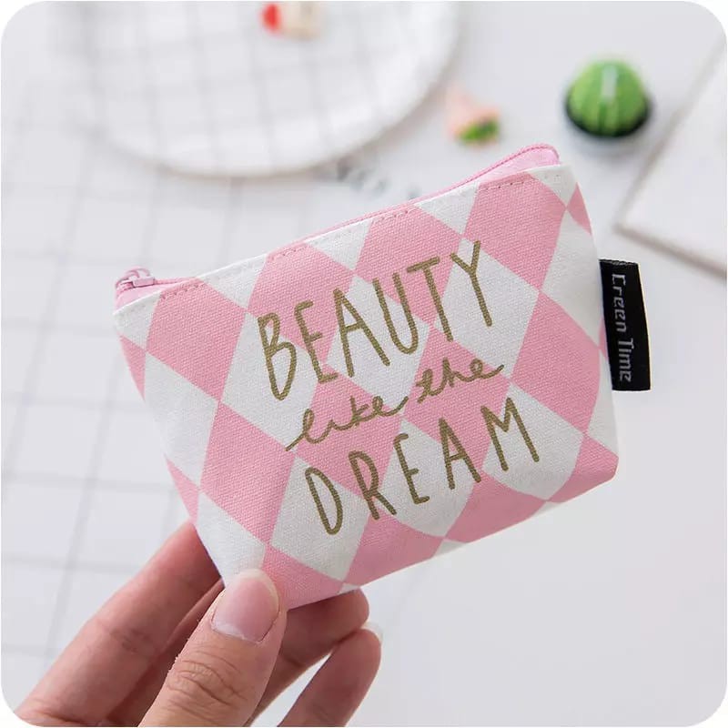 Dompet Koin Mini Pink Motif Cute Dompet Kecil Import Premium Pouch Koin Wanita Dompet Uang Recehan