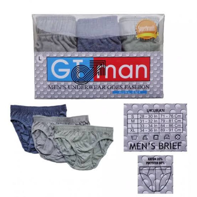 PROMO 1 BOX ISI 3pcs CELANA DALAM PRIA DEWASA/ CELANA DALAM PRIA GT MAN