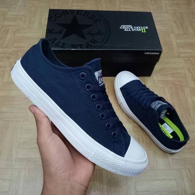 Sepatu Converse All Star Chuck Taylor II CT2 Lunarlon Navy Dress Blue White BNIB Original Premium