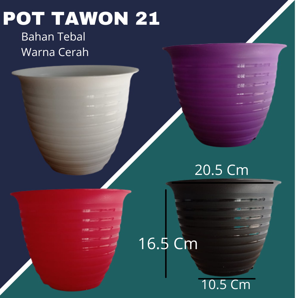 POT TAWON WUPM 21 POT BUNGA PLASTIK MODEL TAWON WARNA WARNI POT TAWON 20CM MURAH GROSIR LUSINAN