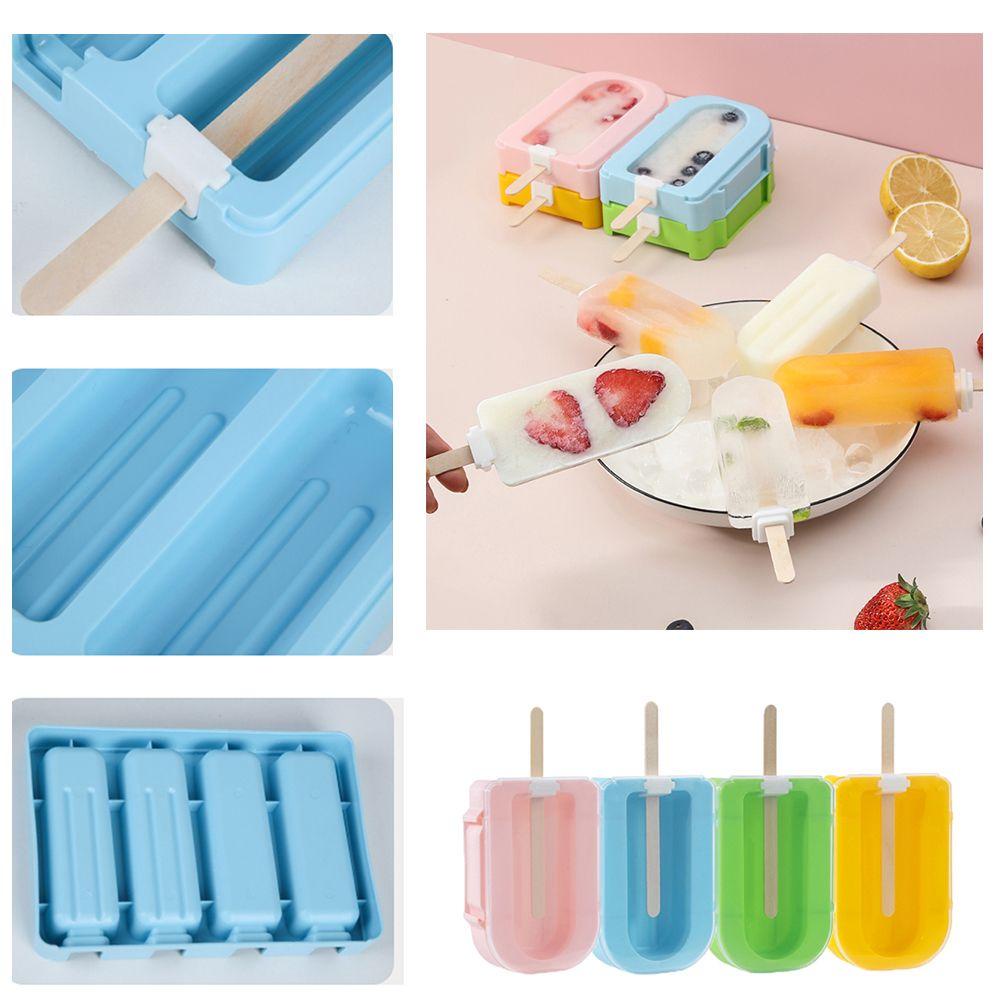 Solighter Ice Pop Maker 1per2per4 Sel Taman Rumah Nampan Coklat DIY Alat Kue Cetakan Es Loli Buatan Sendiri