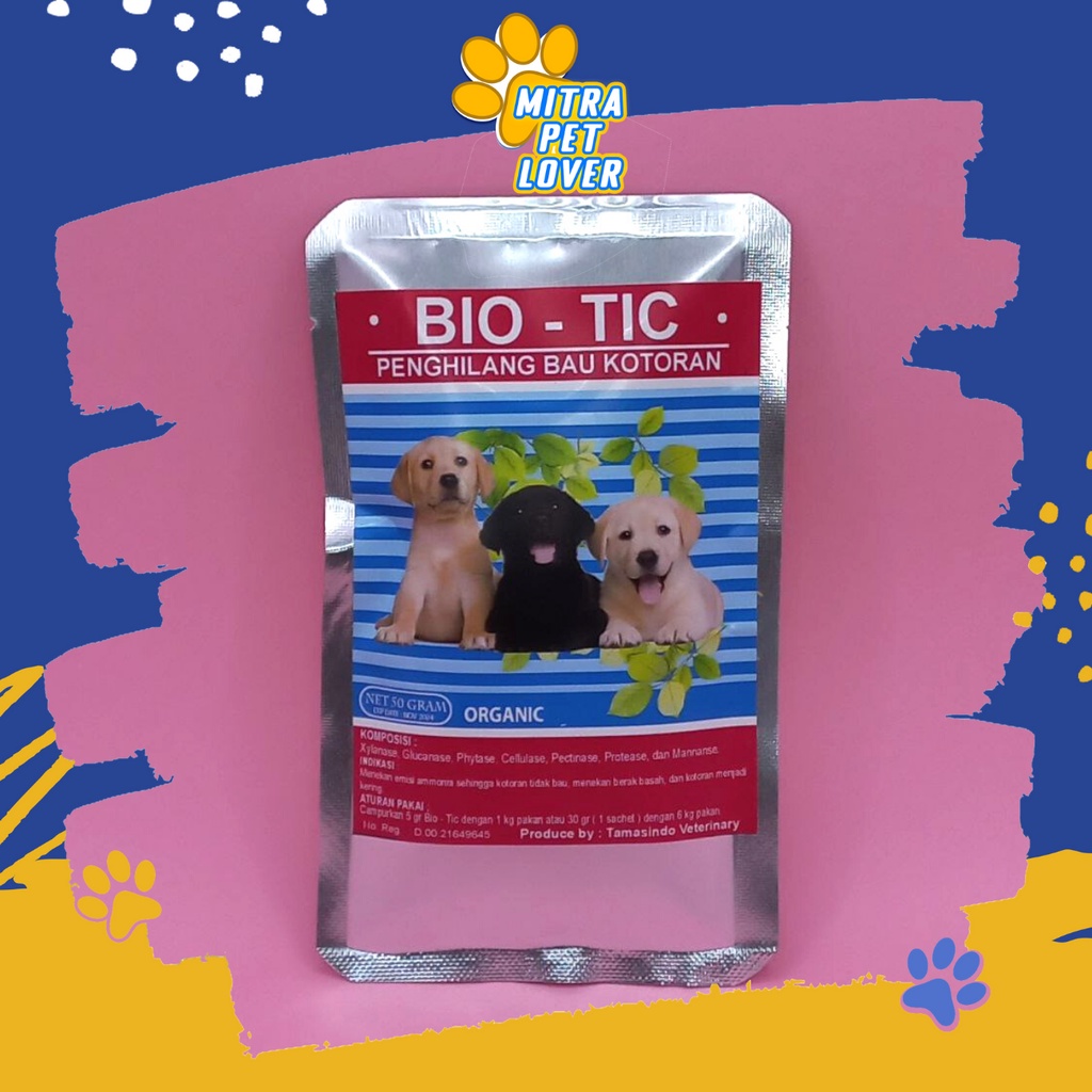 PENGHILANG BAU KOTORAN ANJING - BIO TIC DOG 50 GR ORIGINAL - BIOTIC BIO-TIC ORGANIC MELENYAPKAN AROMA TIDAK ENAK PADA PEMBUANGAN PUPPY MURAH GARANSI KUALITAS ASLI PET ANIMAL VETERINARY TAMASINDO OBAT VITAMIN HEWAN BINATANG PELIHARAAN MITRAPETLOVER