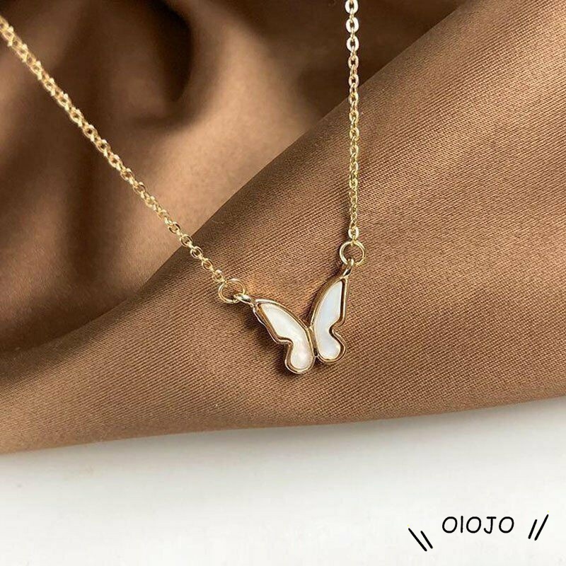 Korea Kalung Kupu-kupu Manis Warna Kalung Fashion Liar Necklace - Ol