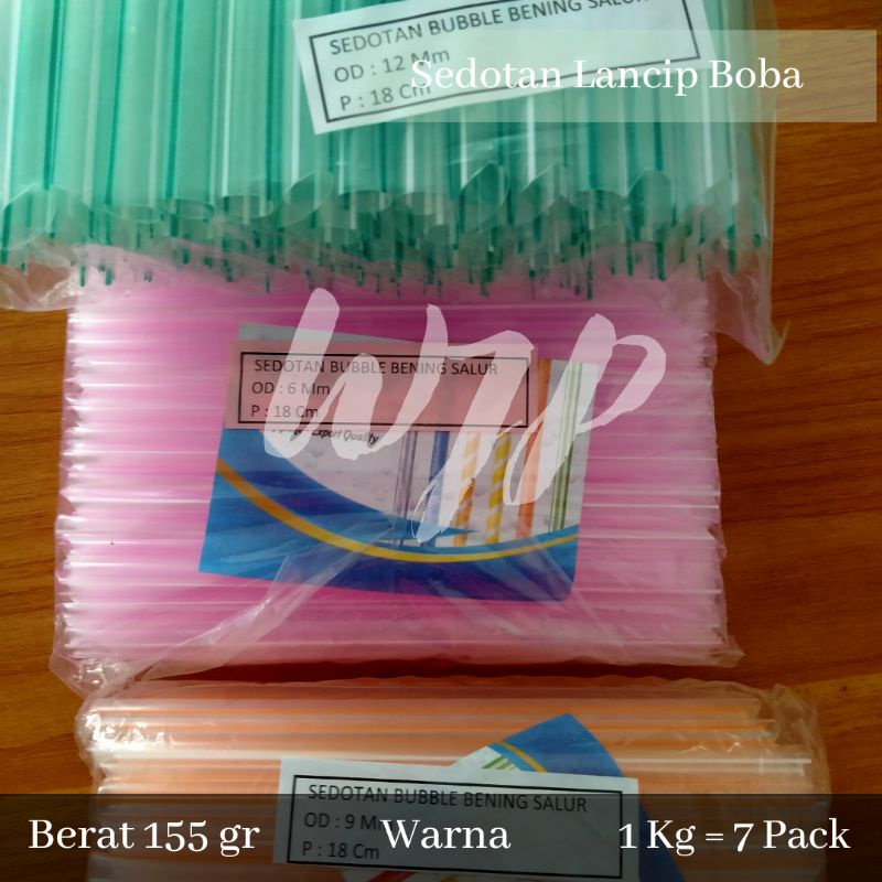 Sedotan Plastik Boba Bening Salur Mr Straw / Sedotan Bubble Lancip 180 gr