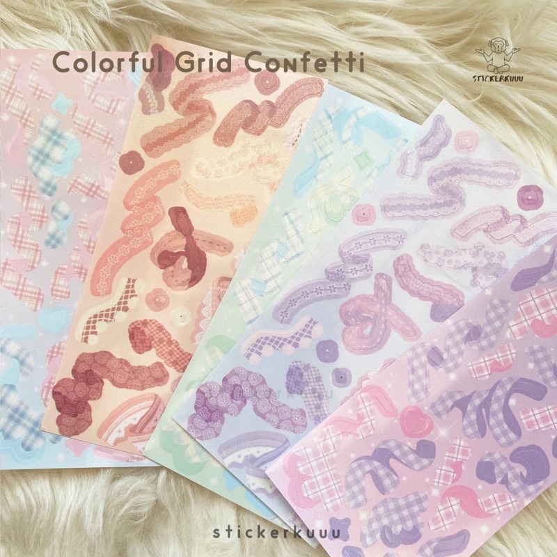 

Sticker Deco Dekorasi Hias Photocard Journaling Grid Pola Pattern Colorful Confetti Ribbon Murah