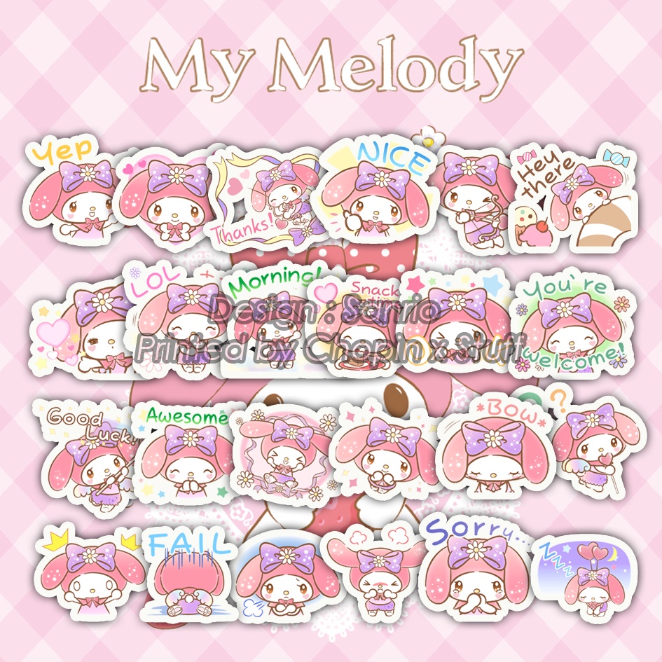 

Sticker Pack Waterproof Anti Air My Melody Absolutely Adorable (Sanrio) / Stiker Cute Lucu Imut @24pcs (MLDY-ADO-WH-24 (12))