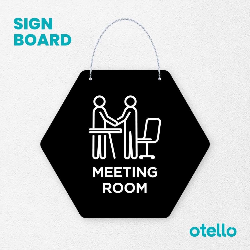 Otello Sign Logo Meeting Room Signage Board Acrylic Papan Gantung Label Akrilik Rantai Petunjuk Toko Modern Minimalist Kafe Restoran Kantor Gedung Cafe