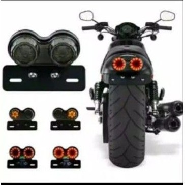 Lampu Stoplamp led motor custom Lampu stop variasi untuk rx king harley, japstyle stop bulat breket