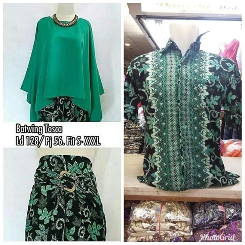 TERMURAH •• COUPLE KEBAYA MODERN / SET KEBAYA JUMBO LD 130 DAN KEMEJA HEM PRIA BATIK