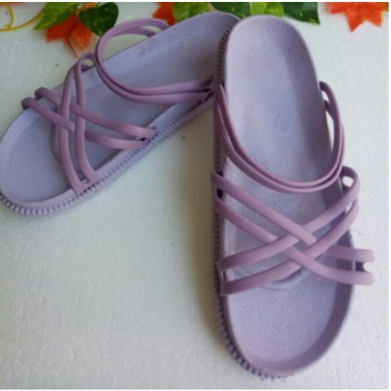 Sandal Jelly Niar Sandal Wanita Tali Karet Boloni Andin-Lilac