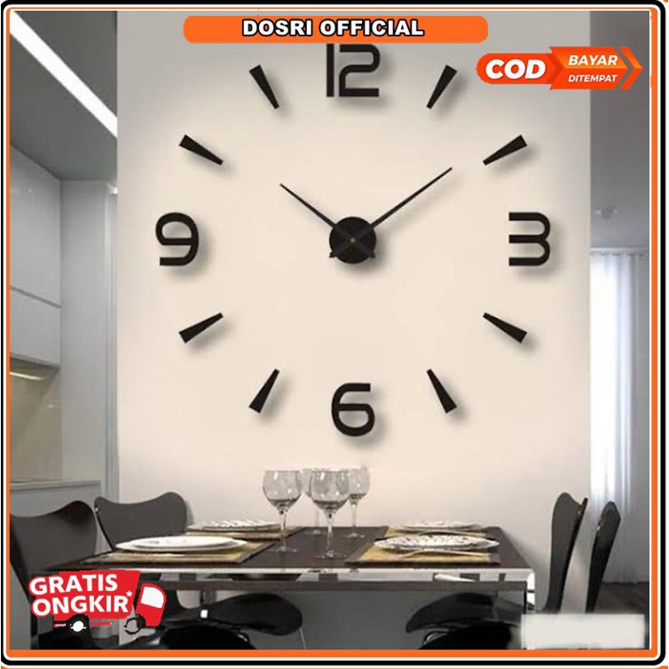 ( BISA COD) Jam Dinding Tempel Angka DIY Analog 3D Jam Aesthetic Besar Tembok Manual Clock Modern Silent Sweeping Movement Quartz