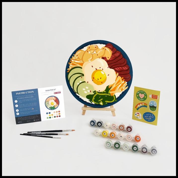 

Diy Paint By Number Kit : Bibimbap (Round Canvas)