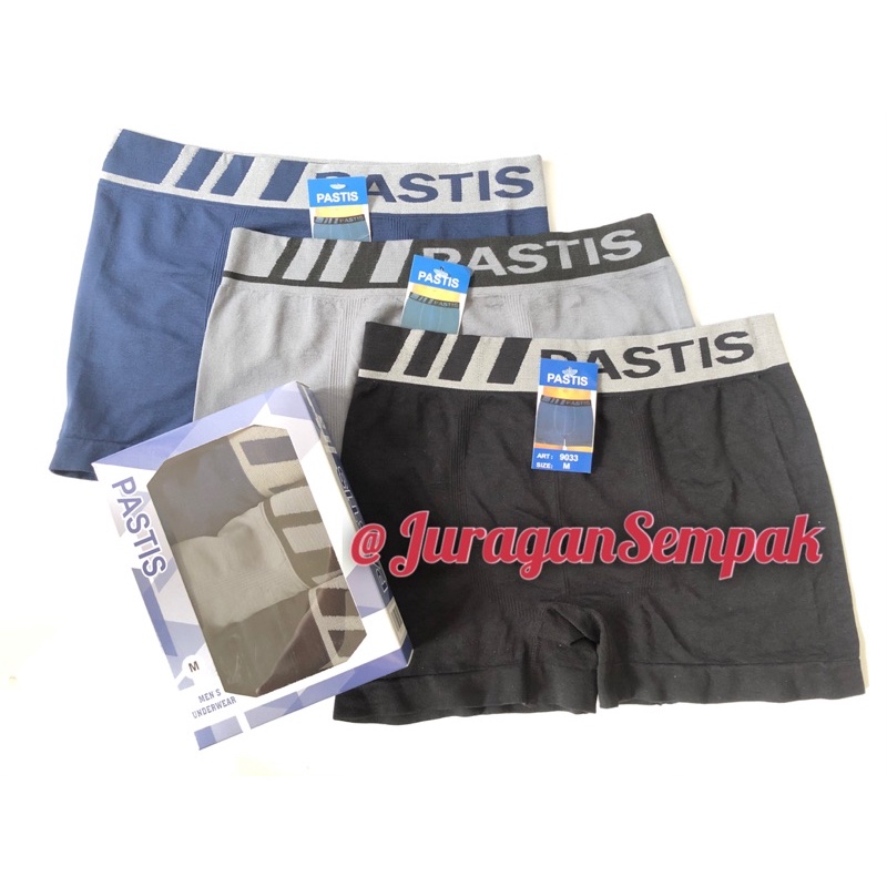 (1box isi 3) Cd boxer pria PASTIS / celana dalam boxer pria / cd boxer tanpa jahitan / celana dalam 