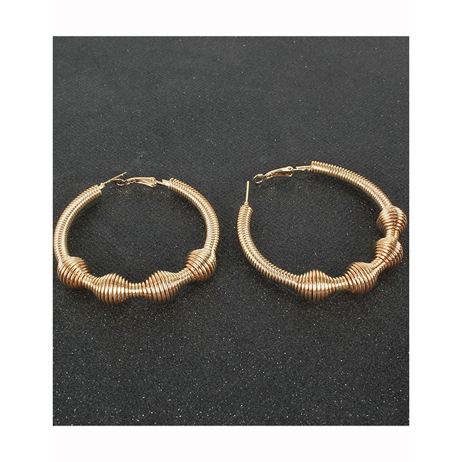 LRC Anting hoop Fashion Gold Color Alloy Spring Wire Geometric P48309