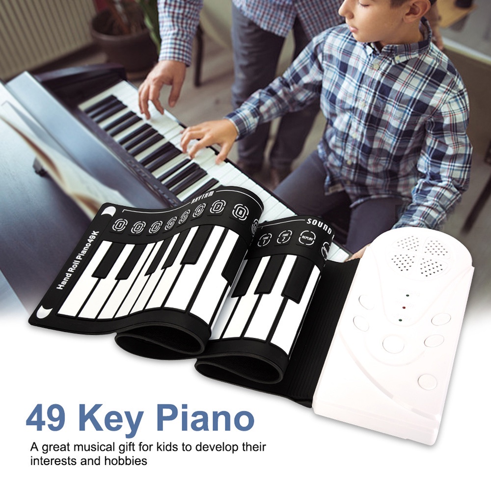 Mainan Piano / Keyboard Elektrik 49 Kunci Flexible Portable Bahan Silikon 2 Warna Untuk Anak