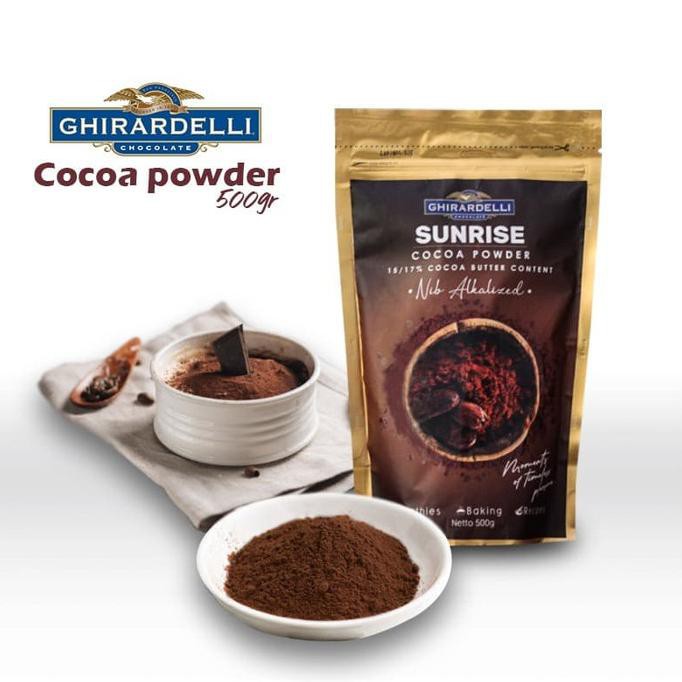 

TERPERCAYA GHIRARDELLI SUNRISE PREMIUM USA COCOA POWDER UNSWEET 500GR TERLARIS