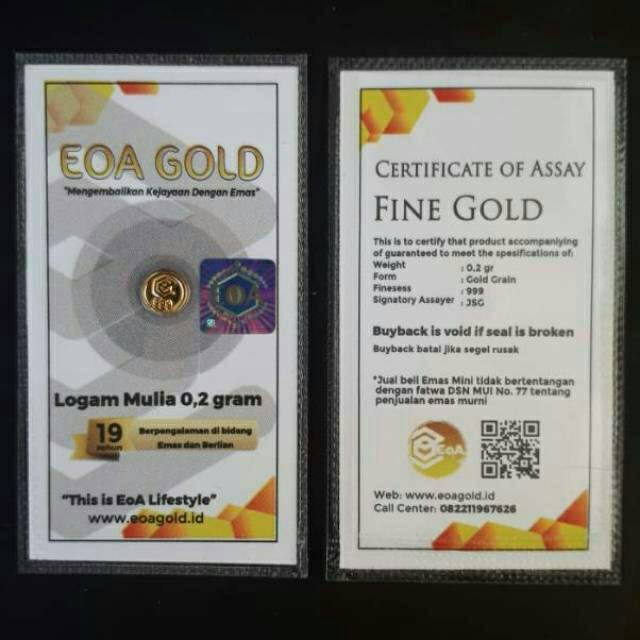 0 2 Gram Logam Mulia 24 Karat 99 9 Emas Murni Shopee Indonesia