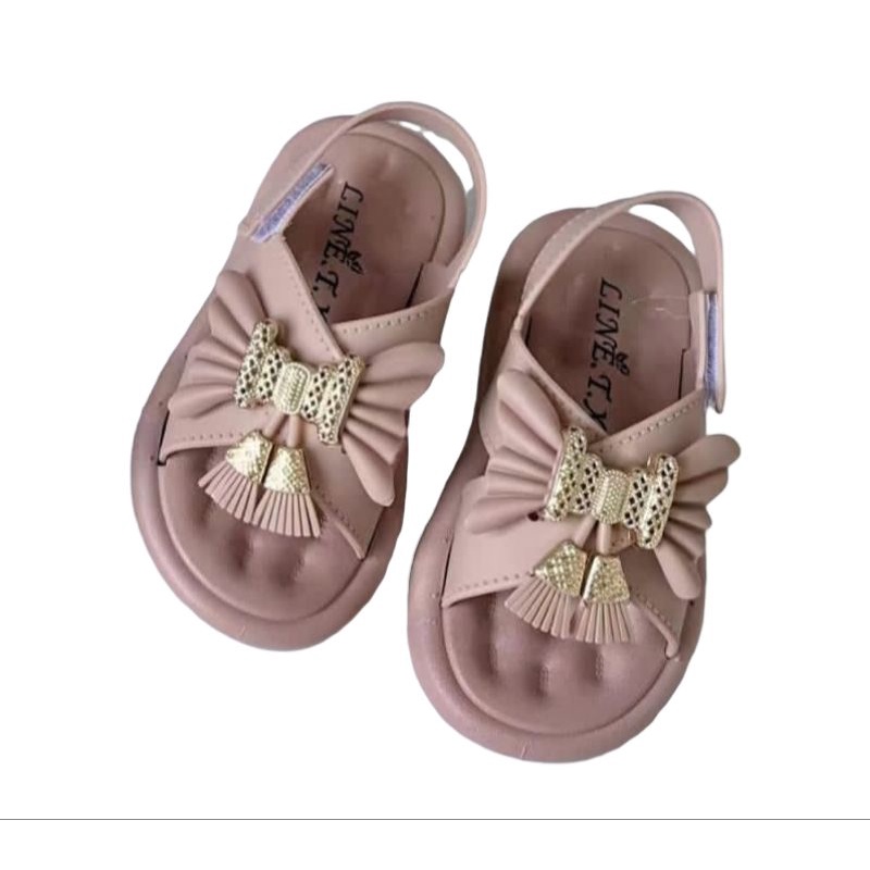 Sendal karet anak velcro tali belakang motif pita cantik empuk.sendal anak perempuan kekinian,sandal anak gunung