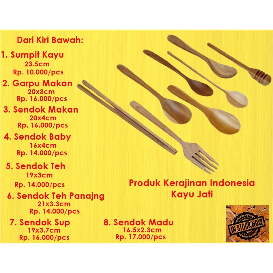 Sendok, Garpu &amp; Sumpit (Kayu Jati)