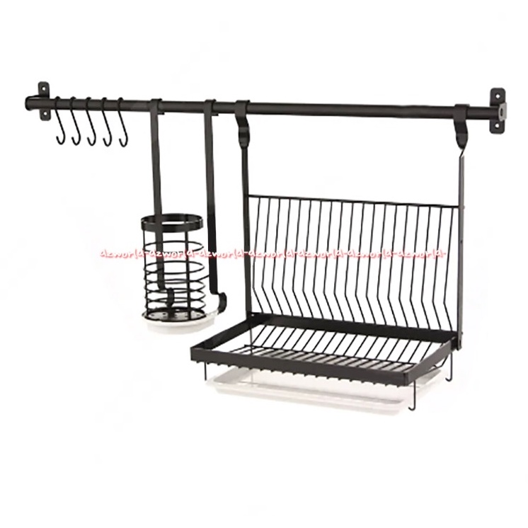 Krischef Hanging Dish Drainer 60cm Black Rak Piring Gantung Rak sendok Kris Stora Kris Chef Alat pengering Piring Sendok