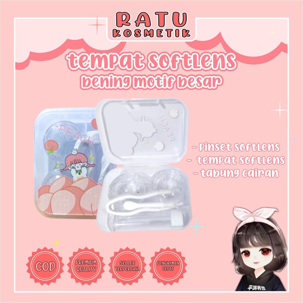 ❤ RATU ❤ Tempat Softlens Mini Murah | Lencase Soflens | Lens Case | Cat | Bear | Buah | Karakter Hewan