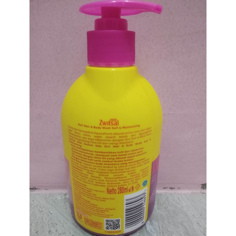 Zwitsal Kids Bath 2 in 1 hair  and body, bubble bath 280ml