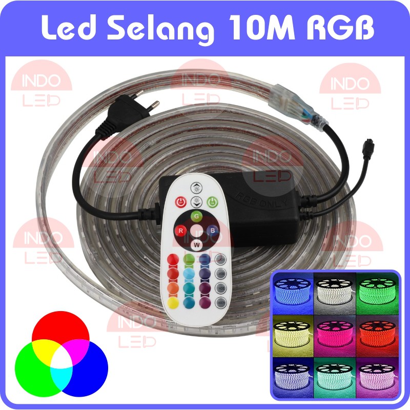 Led Strip Rgb Selang Lampu Plafon 10M 16 Warna Fullset Driver Dan Remote Langsung Pakai Tahan Air