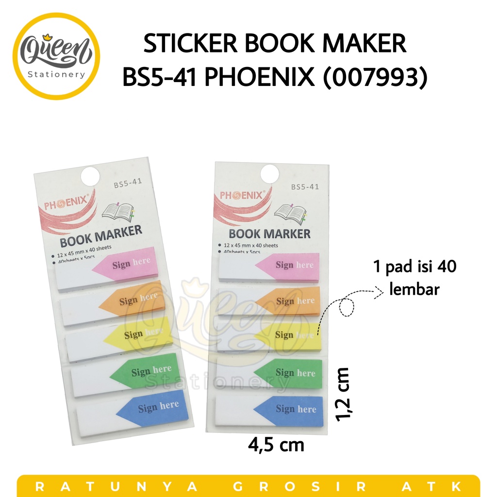 

1 PAD STICKER BOOK MARKER BS5-41 PHOENIX (007993) - STICK NOTE MEMO PENANDA BUKU