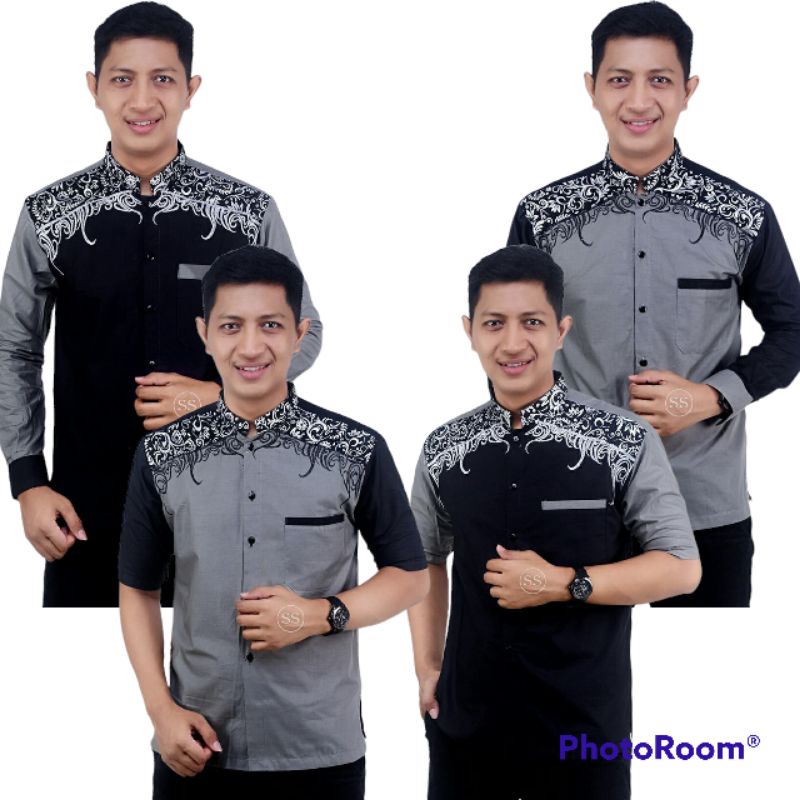 Baju Koko Batik Prada Melati Berlapis Bordir Silver