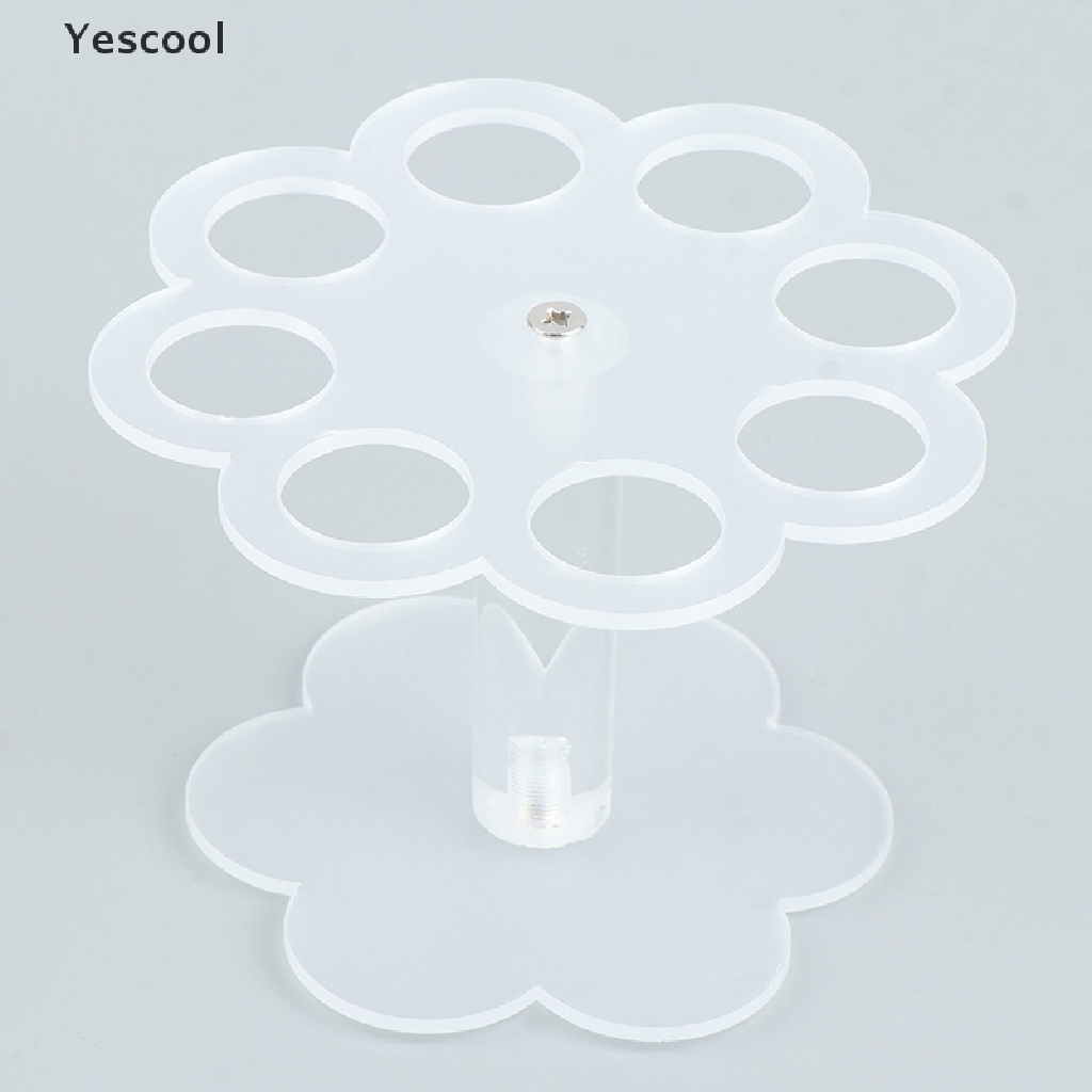 Yescool 1pc Stand Holder Cone Es Krim 8 Lubang Bahan Akrilik Transparan