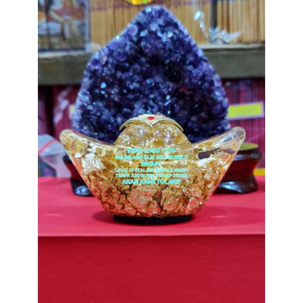 Hiasan Pajangan Kristal KANTONG YUAN BAO YEN PAO EMAS