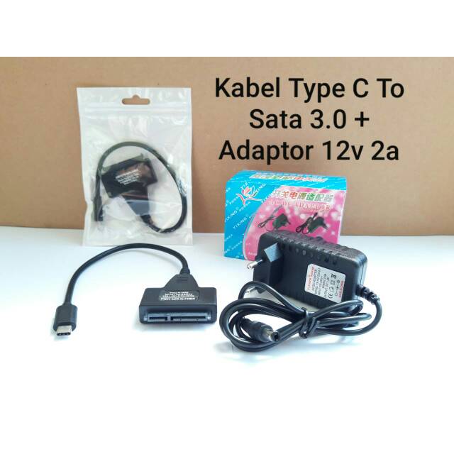 Kabel Type C Usb 3.1 to Sata 3.0 + adaptor 12V 2A