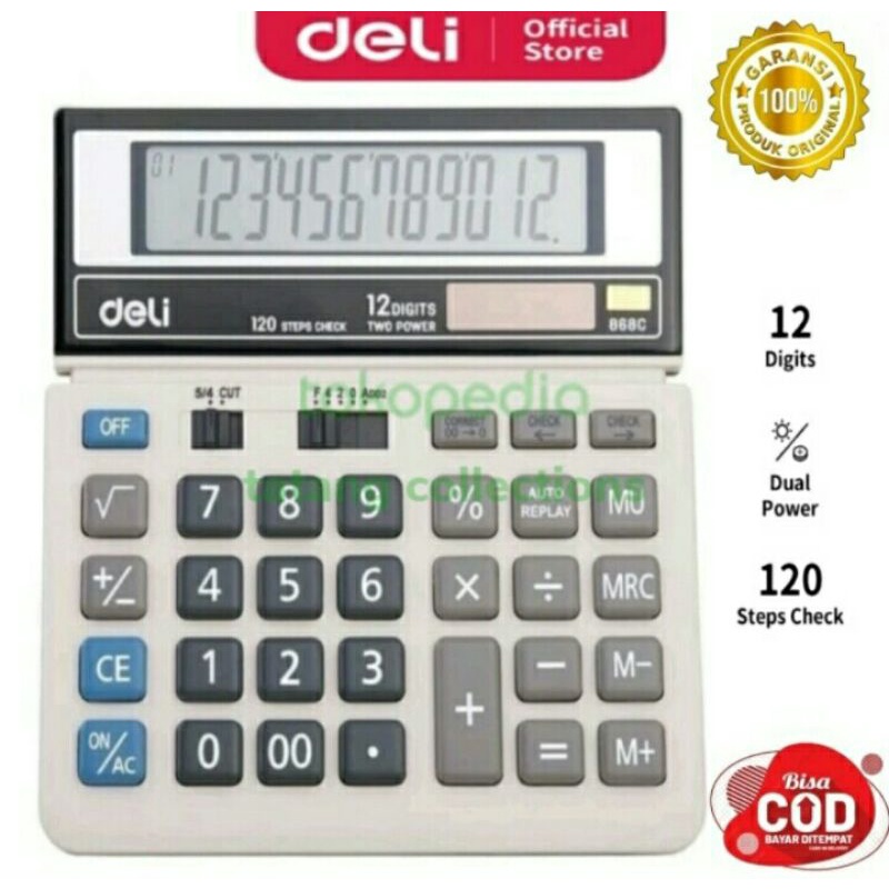 Kalkulator Calculator DELI ORIGINAL 868c bergaransi 12Digit ukuran besar