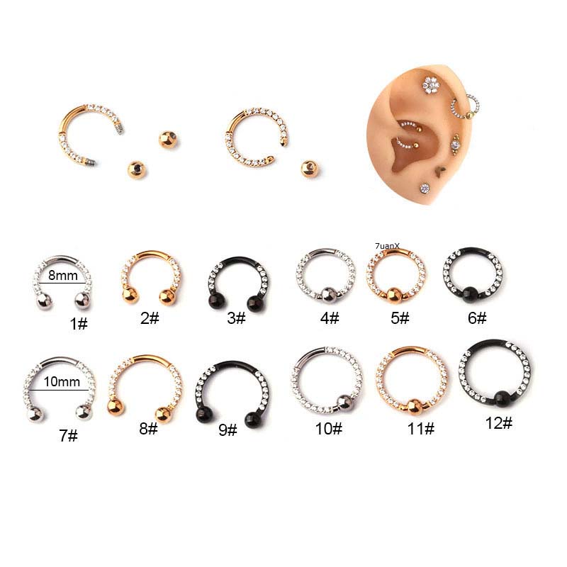 1 Piece Captive Bead Ring Horseshoe Ring Body Piercing Jewelry Lobe Helix Rook Tragus Earrings Unisex