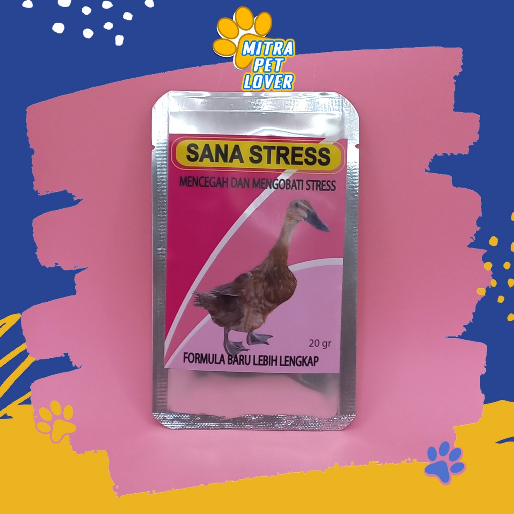 OBAT ANTI STRESS BEBEK ITIK UNGGAS - SANA STRESS 20 GRAM - MENCEGAH &amp; MENGOBATI STRES BEBEK  - TAMBAH NAFSU MAKAN &amp; METABOLISME IMUN DAYA TAHAN TUBUH SANASTRESS - MURAH GARANSI KUALITAS ASLI ORIGINAL - ANIMAL TAMASINDO VITAMIN TERNAK HEWAN MITRAPETLOVER