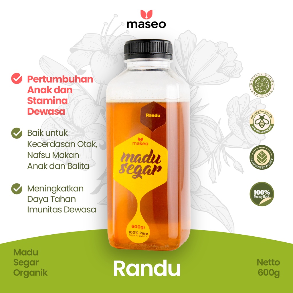 

Madu Murni Randu Maseo 600gr | Madu Asli Segar Organik Suplemen Stamina Dewasa Nafsu Makan Anak