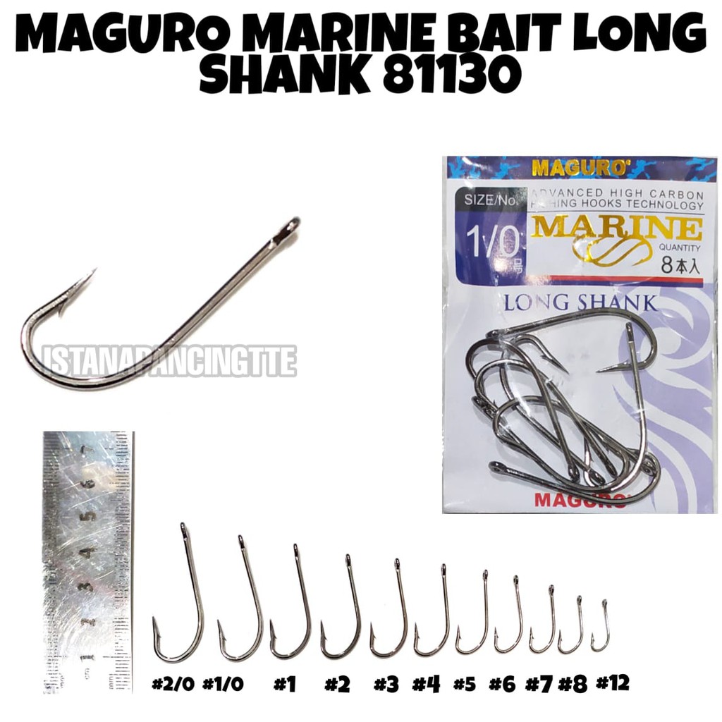 MATA KAIL MAGURO BAIT LONG SHANK 81130 SIZE 1/2/3/4/5/6/7/8/12 1/0 2/0 ISTANAPANCINGTTE